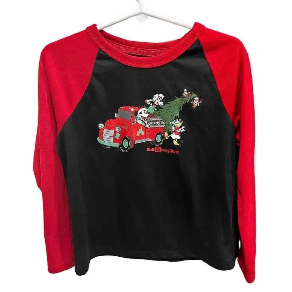 Walt Disney World Mickey Mouse Clubhouse Christmas Raglan Shirt Kid’s Size 4